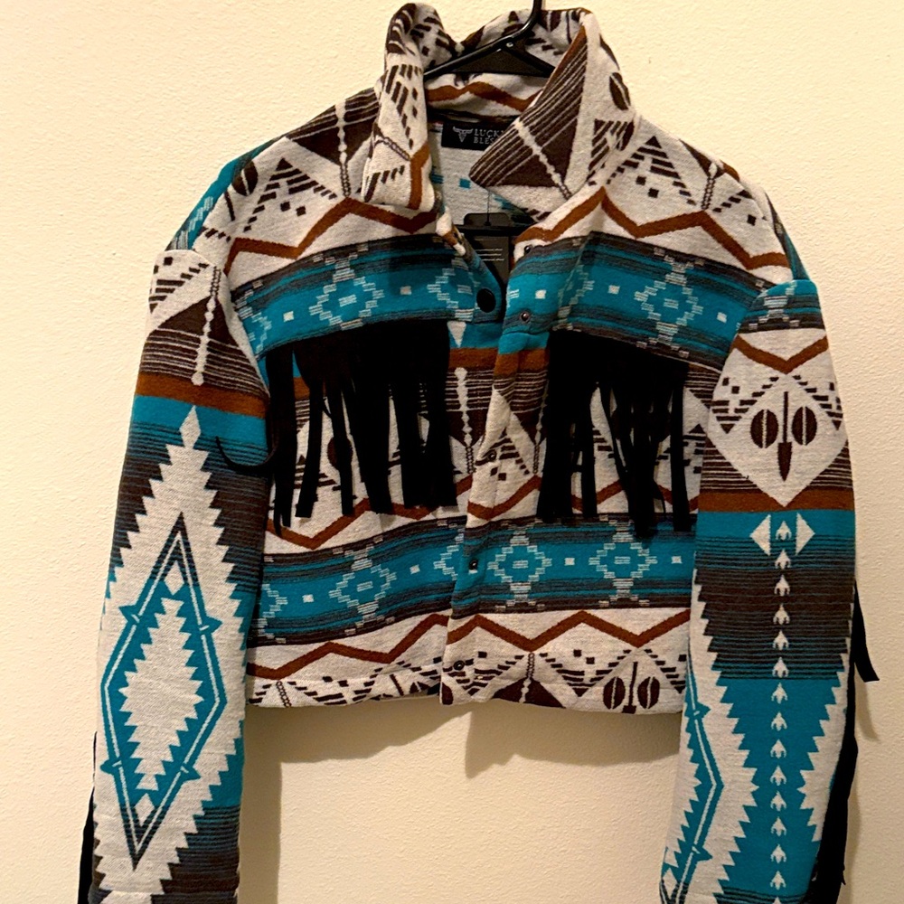 Lucky & Blessed Geometric Pattern Jacket
